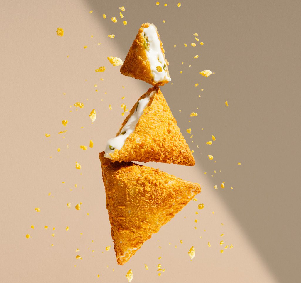 Samosa in mid-air